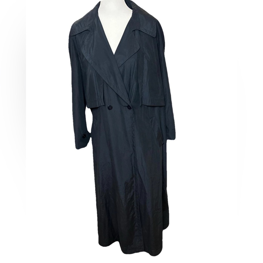 Auth New Fendi 360 Trench Coat oversized 42 IT Large L navy cotton flowy - Picture 5 of 9